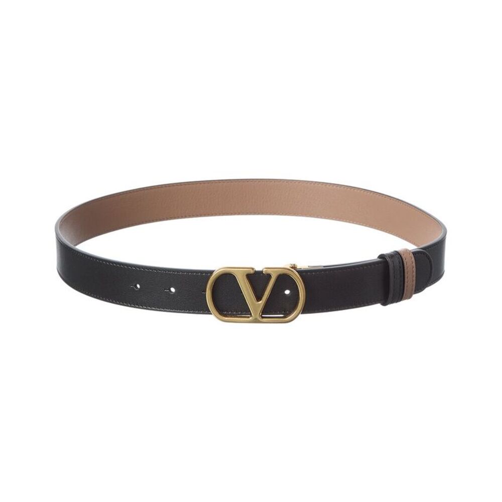Valentino Vlogo Signature Reversible Leather Belt, Beige